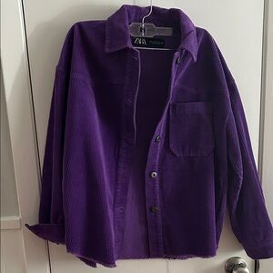 Zara Women's Vibrant Purple Corduroy Utility Jacket XS